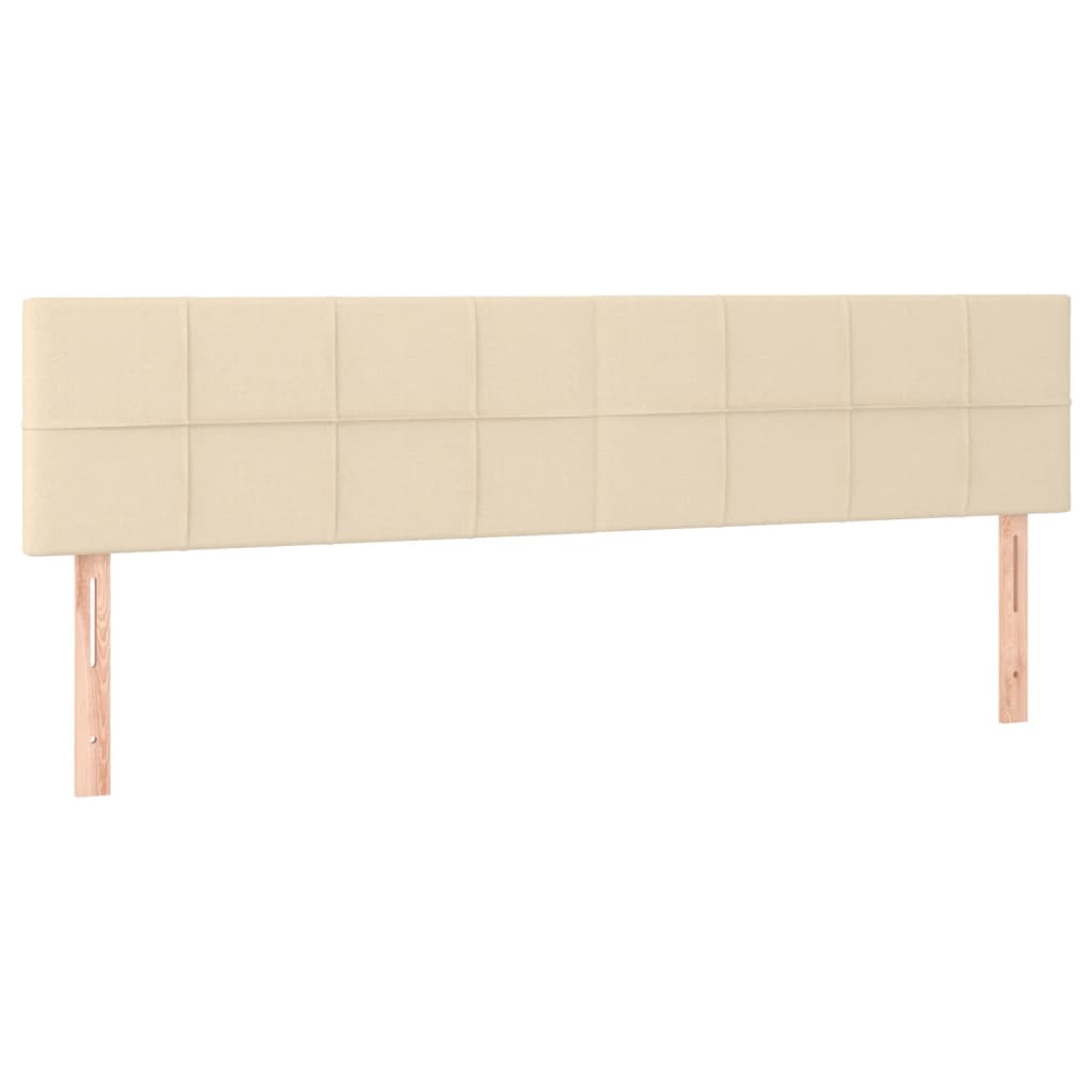 Hoofdborden 2 st 100x5x78/88 cm stof crèmekleurig 200 cm Crème