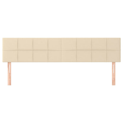 Hoofdborden 2 st 100x5x78/88 cm stof crèmekleurig 200 cm Crème