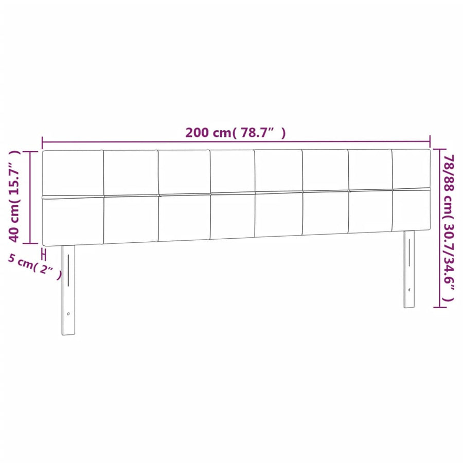 Hoofdborden 2 St 00X5X78/88 Cm Fluweel Donkergrijs 200 cm Laag
