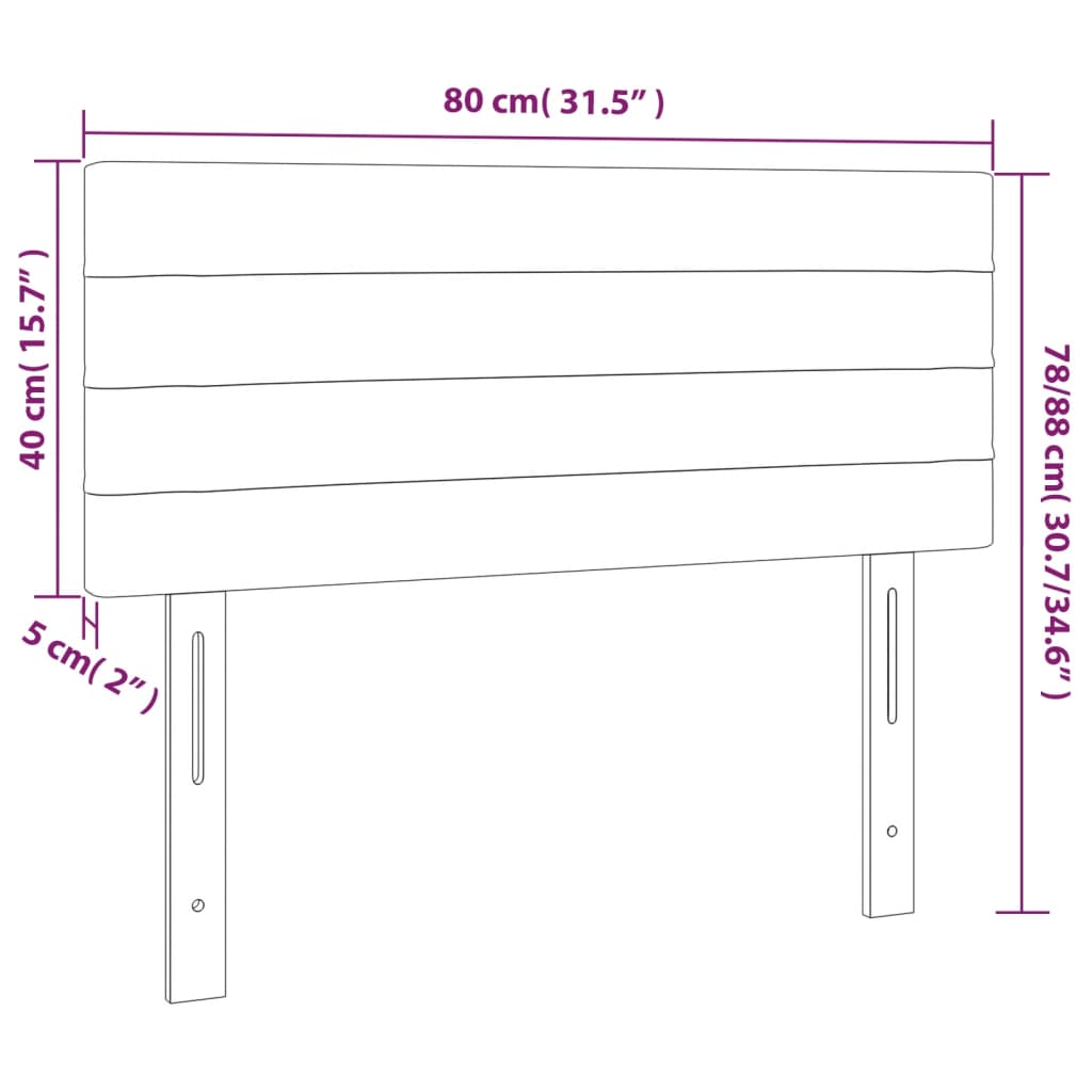 Hoofdbord 80X5X78/88 Cm Fluweel Zwart 80 cm Laag