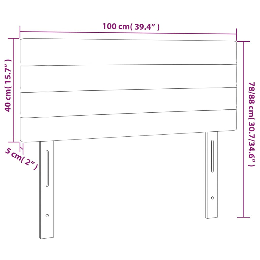 Hoofdbord 100 x 5 x 78/88 cm stof lichtgrijs 100 cm Laag