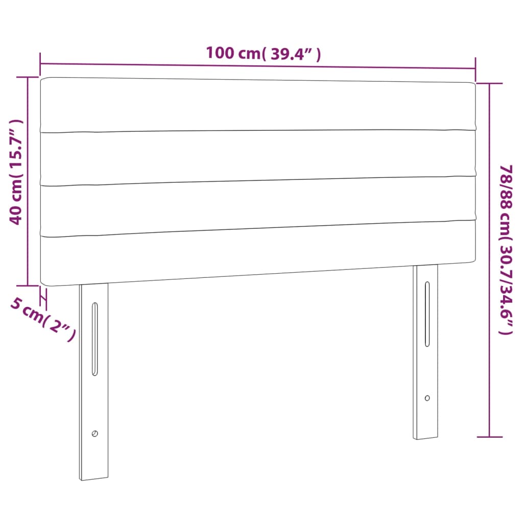Hoofdbord 100x5x78/88 cm stof zwart 100 cm Laag