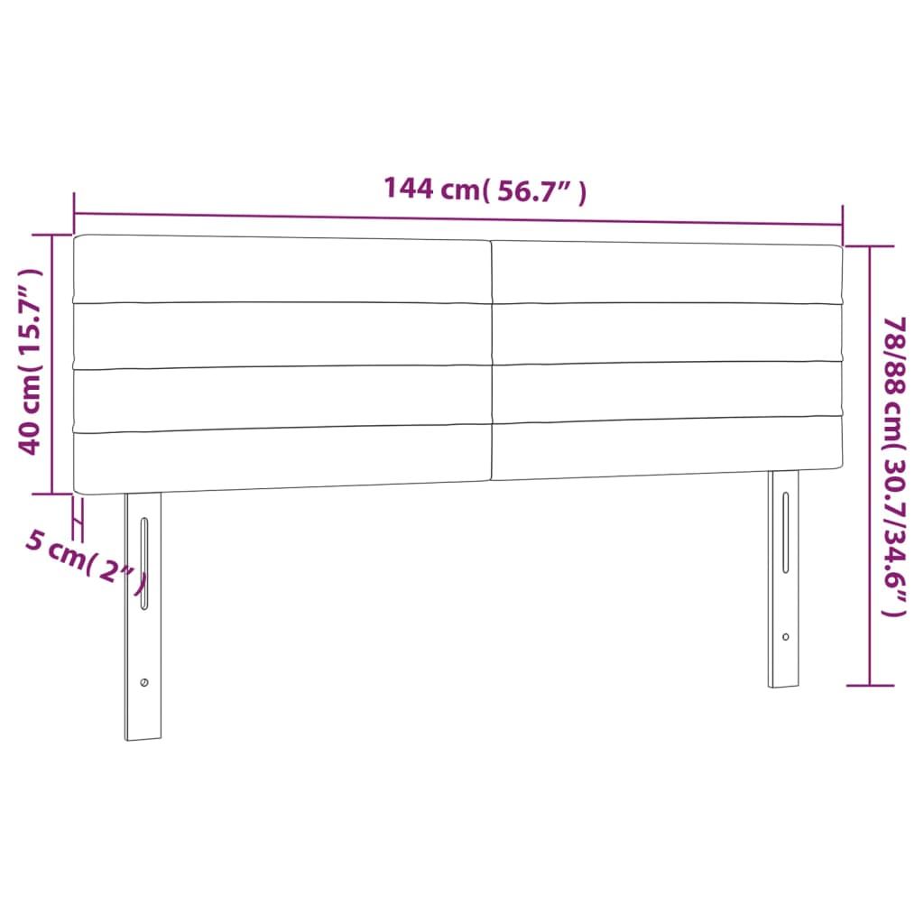 Hoofdborden 2 st 72x5x78/88 cm stof lichtgrijs 144 cm Laag