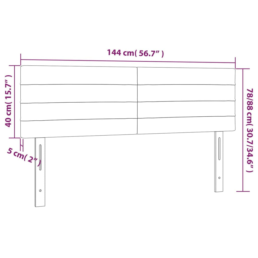 Hoofdborden 2 st 72x5x78/88 cm stof lichtgrijs 144 cm Laag