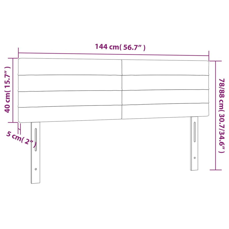 Hoofdborden 2 st 72x5x78/88 cm stof blauw