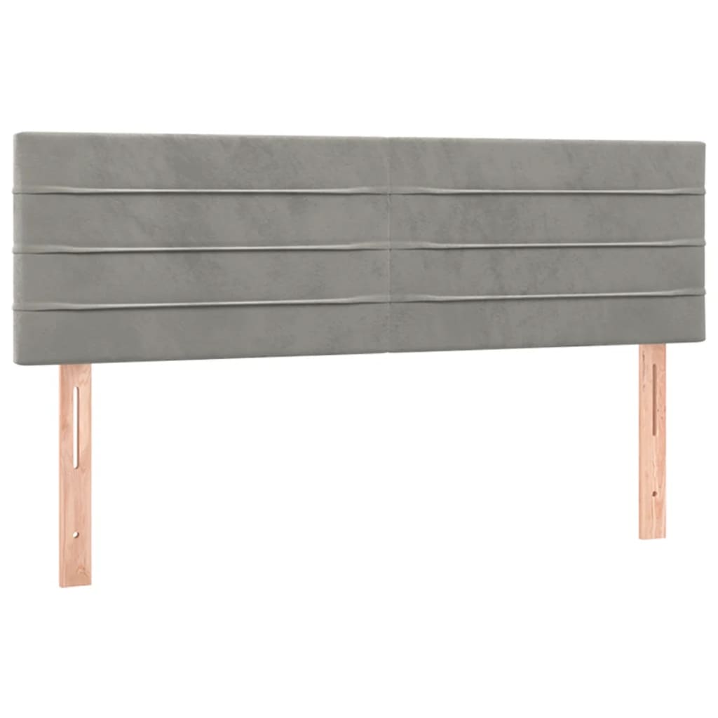 Hoofdborden 2 St 72X5X78/88 Cm Fluweel Lichtgrijs 144 cm Laag