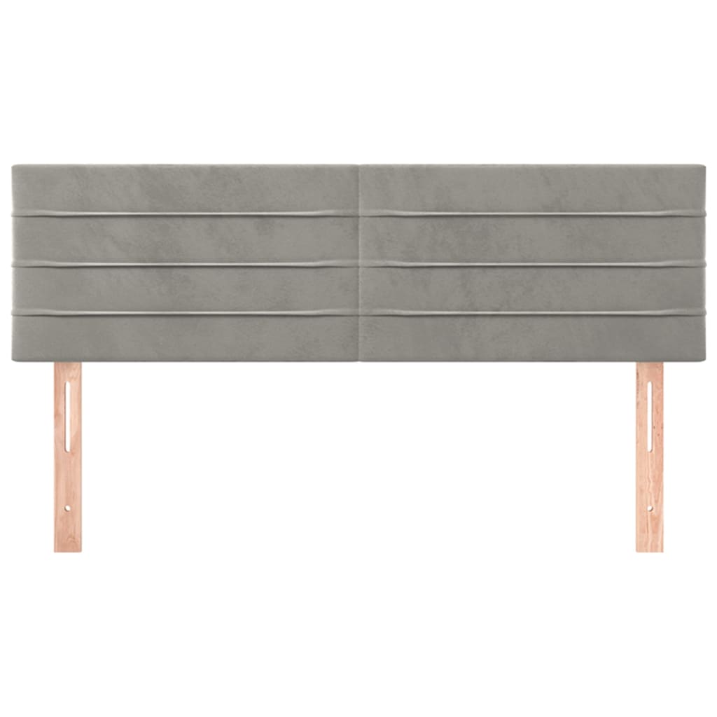 Hoofdborden 2 St 72X5X78/88 Cm Fluweel Lichtgrijs 144 cm Laag