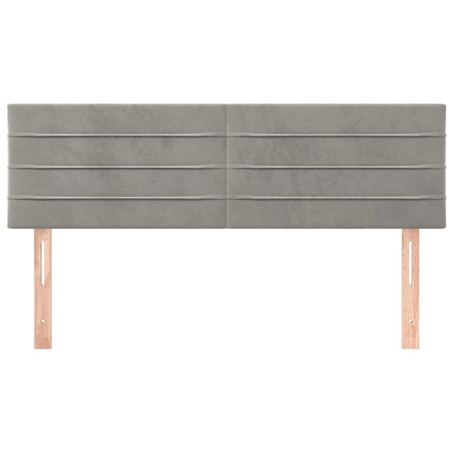 Hoofdborden 2 St 72X5X78/88 Cm Fluweel Lichtgrijs 144 cm Laag