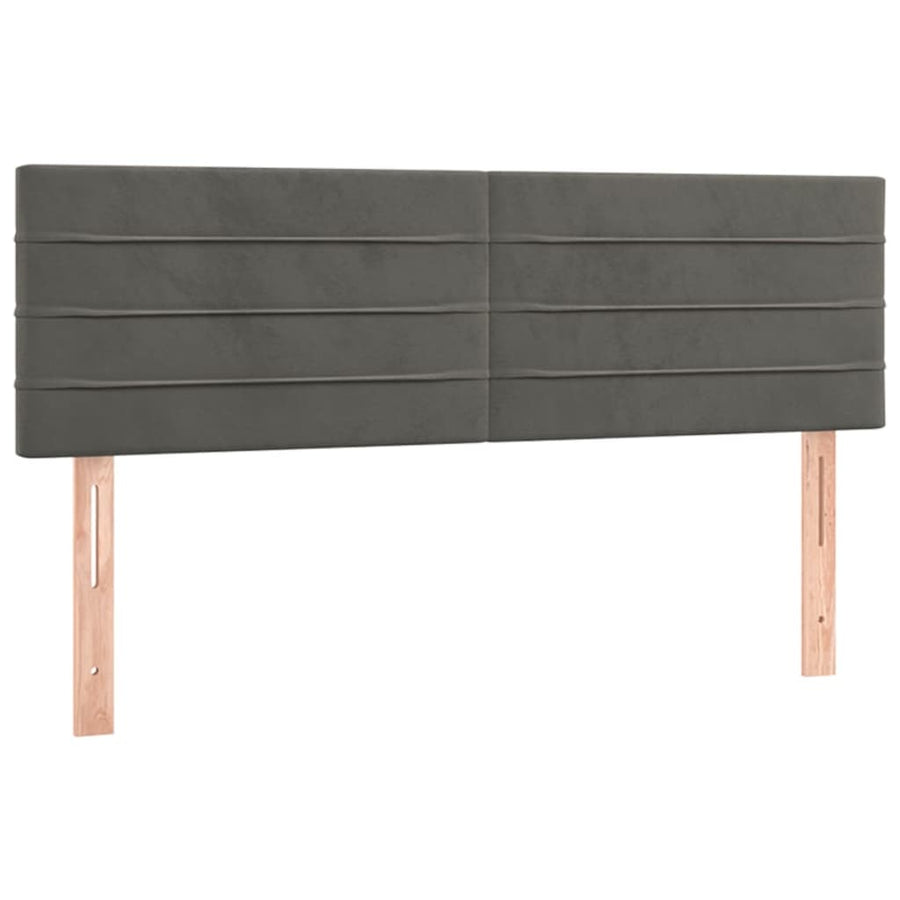 Hoofdborden 2 St 72X5X78/88 Cm Fluweel Donkergrijs 144 cm Laag