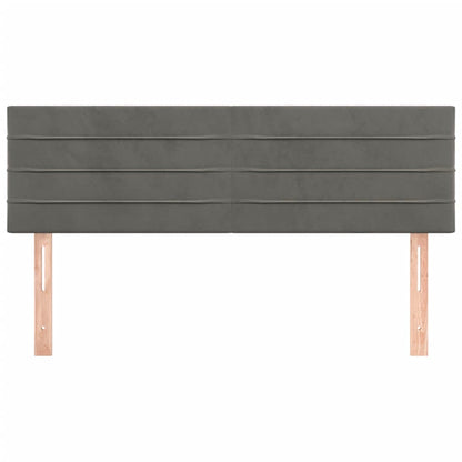 Hoofdborden 2 St 72X5X78/88 Cm Fluweel Donkergrijs 144 cm Laag