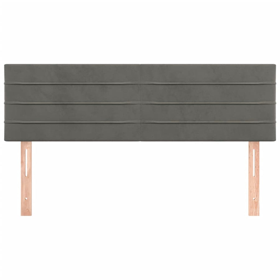Hoofdborden 2 St 72X5X78/88 Cm Fluweel Donkergrijs 144 cm Laag