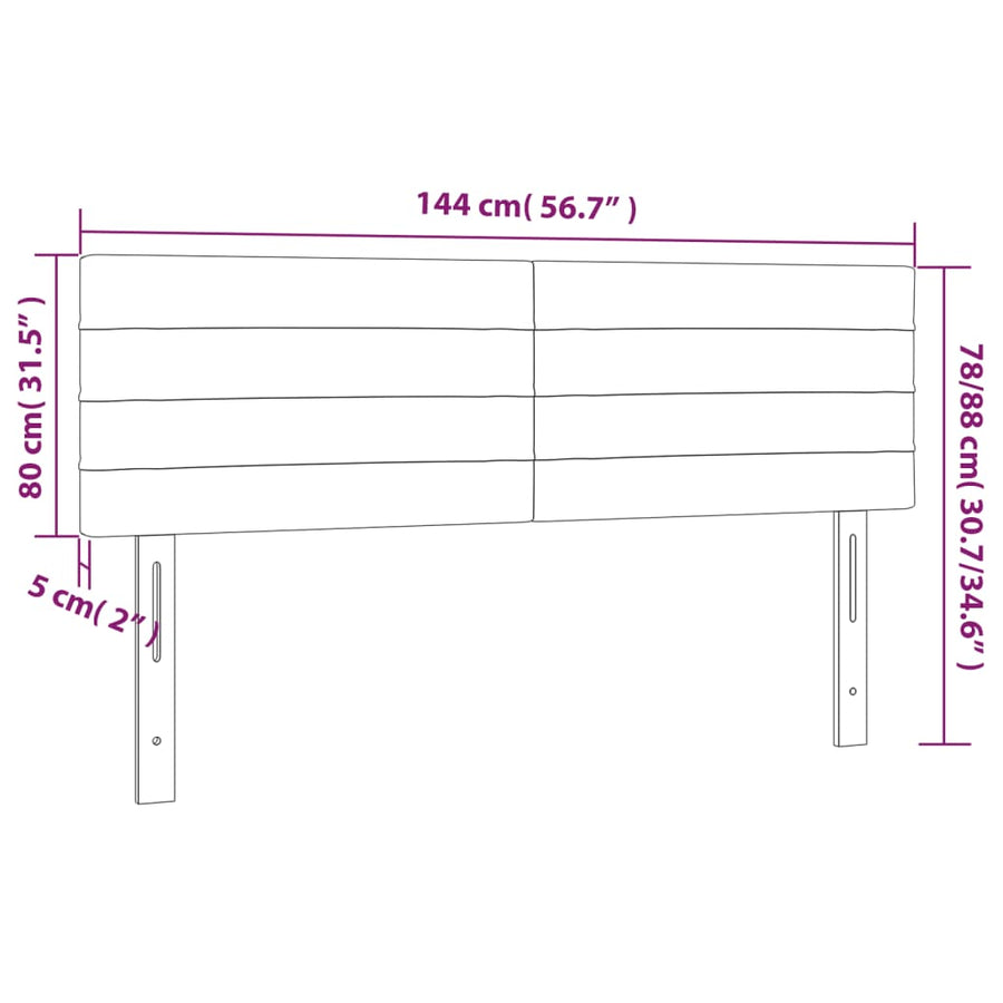 Hoofdborden 2 st 72x5x78/88 cm fluweel roze 1 144 cm Roze
