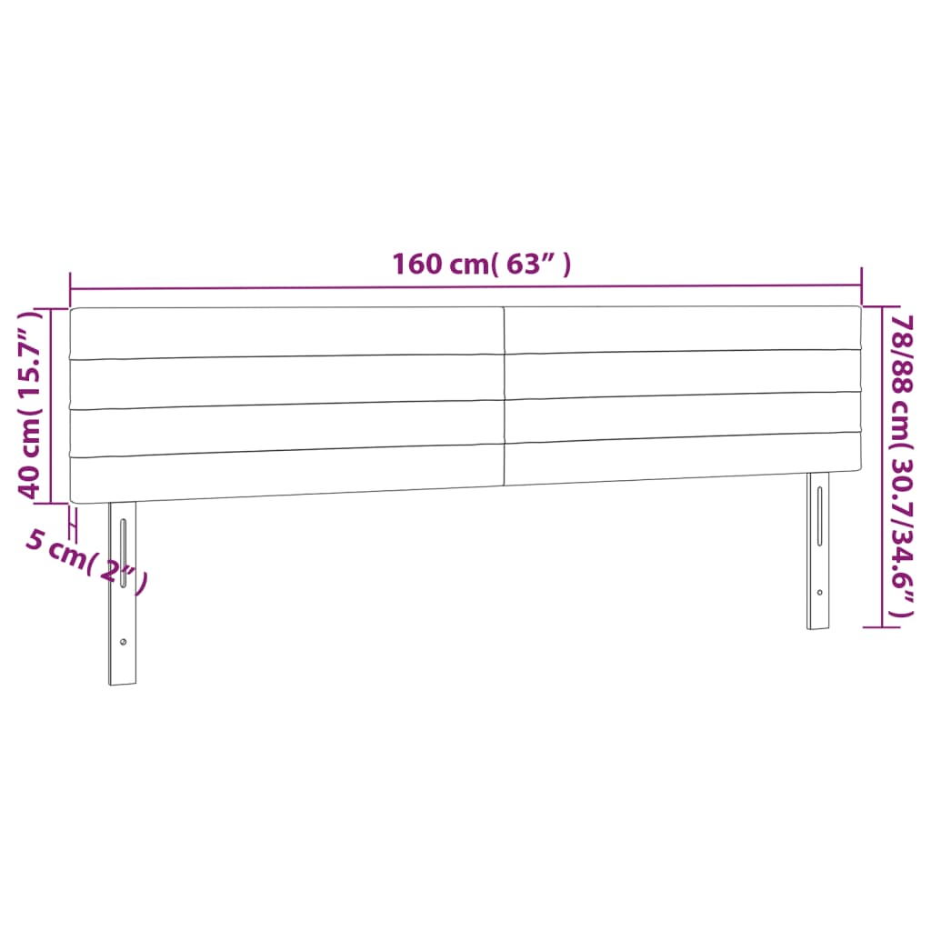Hoofdborden 2 St 80X5X78/88 Cm Stof Zwart 160 cm Laag