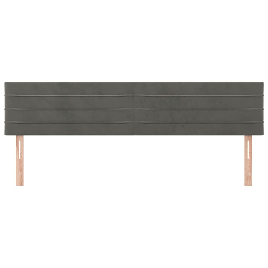 Hoofdborden 2 St 80X5X78/88 Cm Fluweel Donkergrijs 160 cm Laag