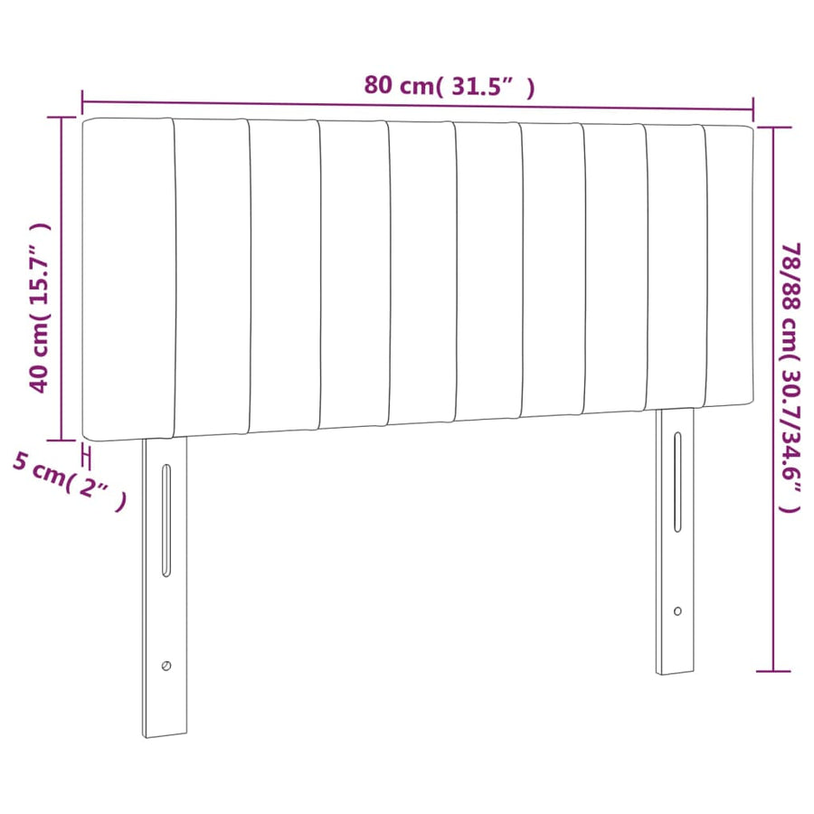 Hoofdbord 80x5x78/88 cm stof zwart 80 cm Laag