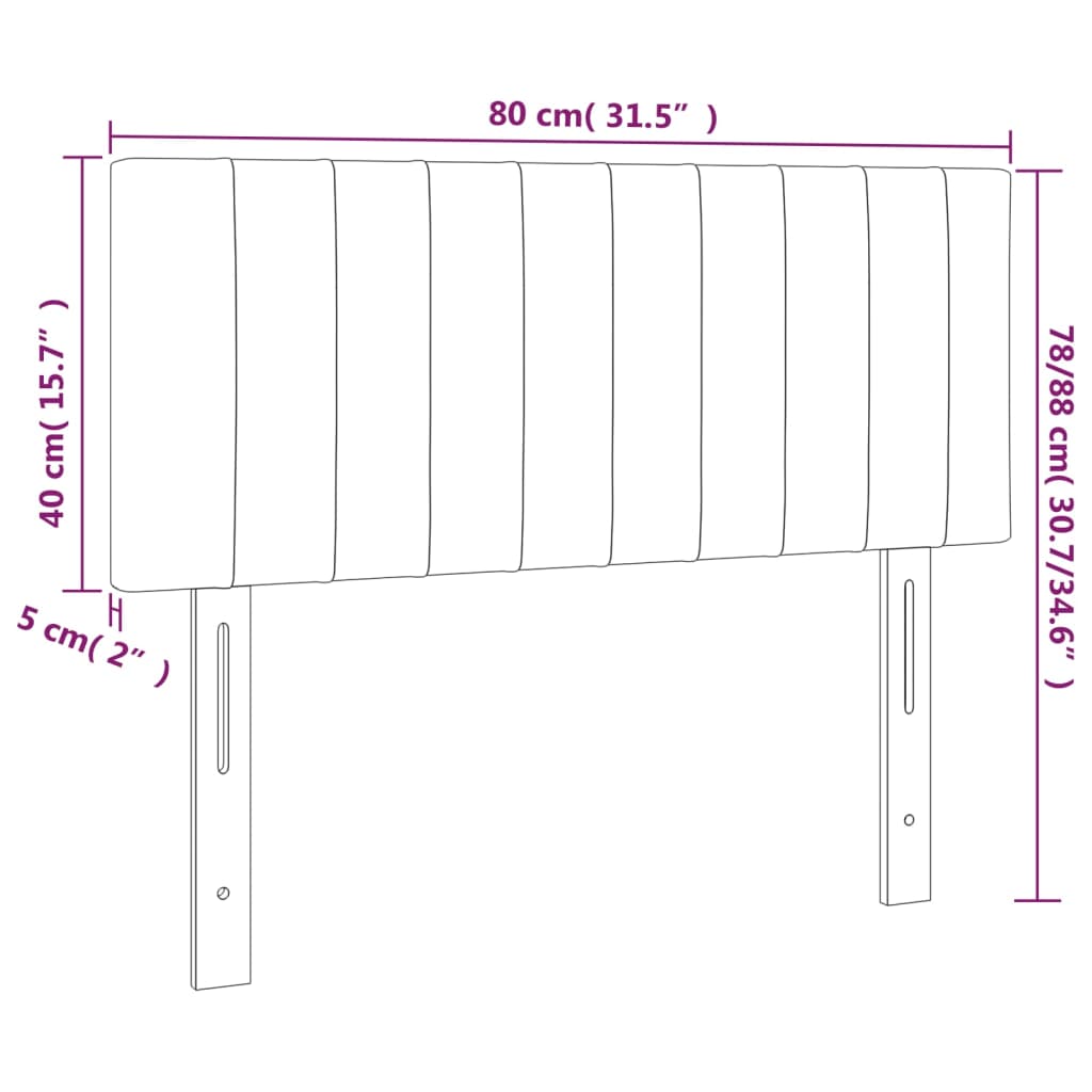 Hoofdbord 80X5X78/88 Cm Fluweel Zwart 80 cm Laag