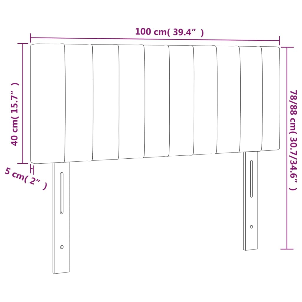 Hoofdbord 00X5X78/88 Cm Fluweel Zwart 100 cm Laag