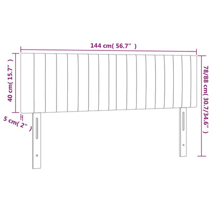 Hoofdborden 2 st 72x5x78/88 cm stof donkergrijs 144 cm Laag