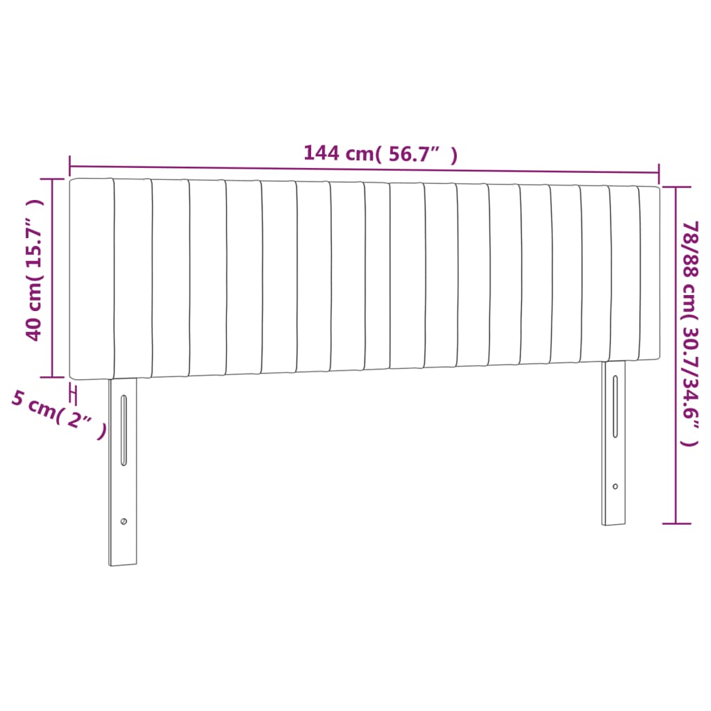 Hoofdborden 2 st 72x5x78/88 cm stof crèmekleurig 1 144 cm Crème