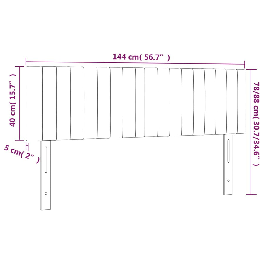 Hoofdborden 2 st 72x5x78/88 cm stof crèmekleurig 1 144 cm Crème