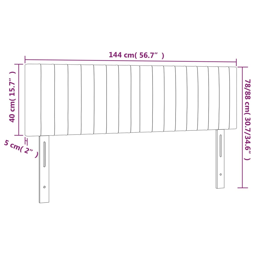 Hoofdborden 2 st 72x5x78/88 cm stof blauw 144 cm Laag