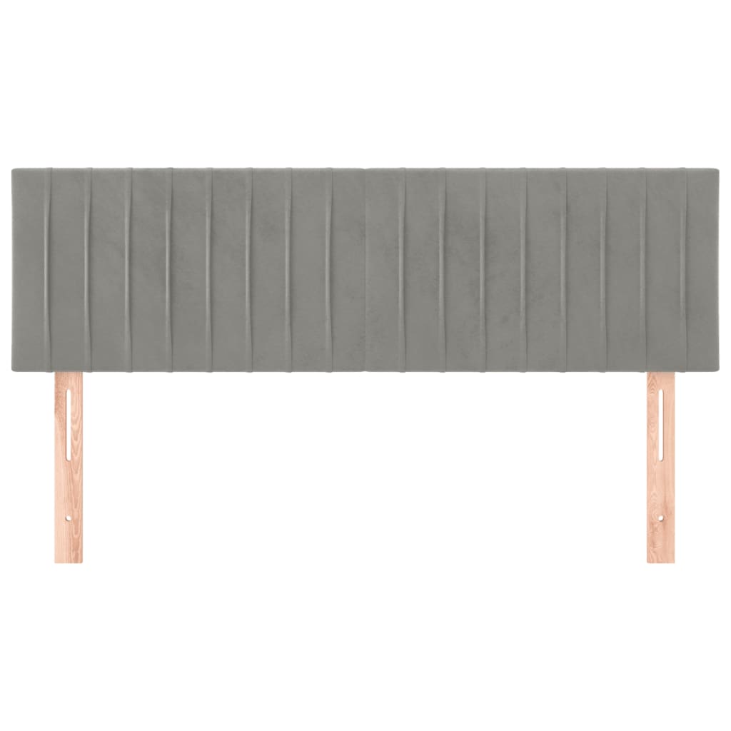 Hoofdborden 2 St 72X5X78/88 Cm Fluweel Lichtgrijs 144 cm Laag