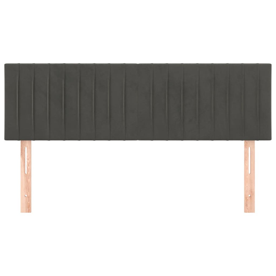 Hoofdborden 2 St 72X5X78/88 Cm Fluweel Donkergrijs 144 cm Laag