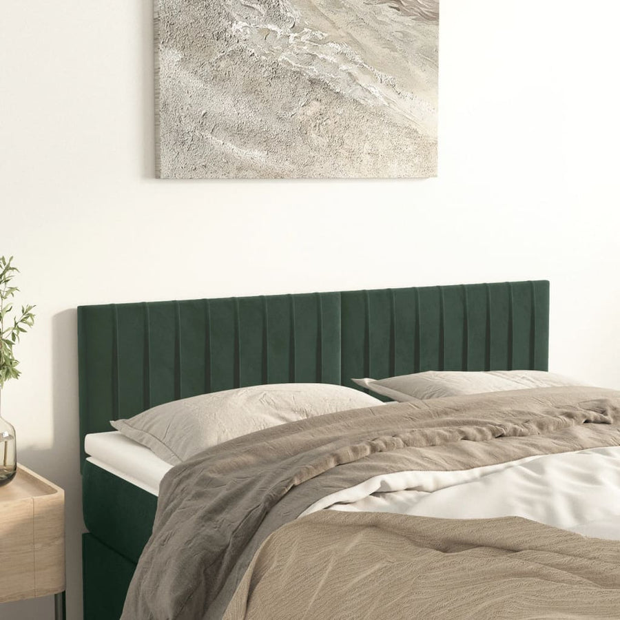 Hoofdborden 2 St 80X5X78/88 Cm Fluweel Donkergroen