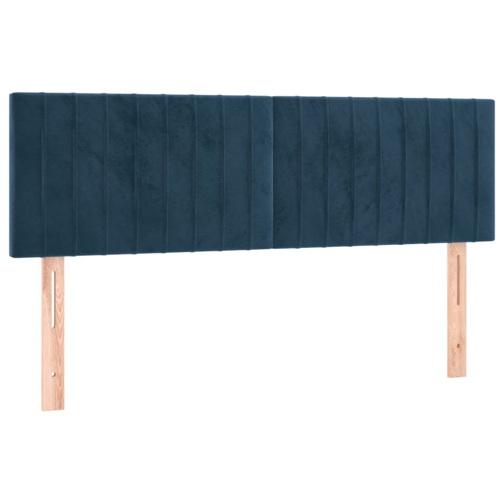 Hoofdborden 2 St 72X5X78/88 Cm Fluweel Donkerblauw 144 cm Laag