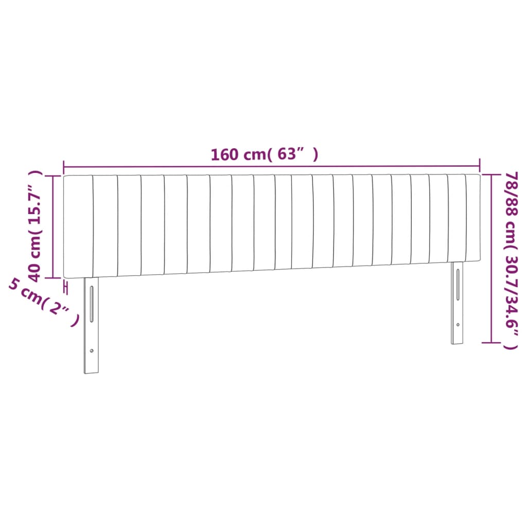 Hoofdborden 2 st 80x5x78/88 cm stof zwart 1 160 cm Zwart