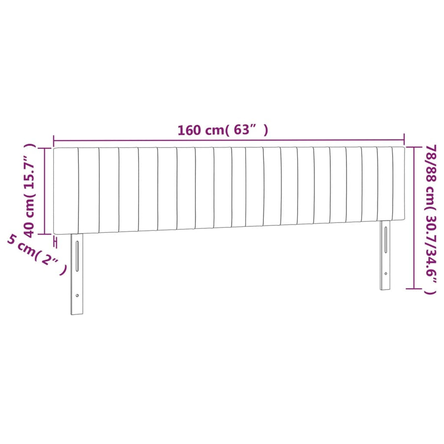 Hoofdborden 2 st 80x5x78/88 cm stof zwart 1 160 cm Zwart