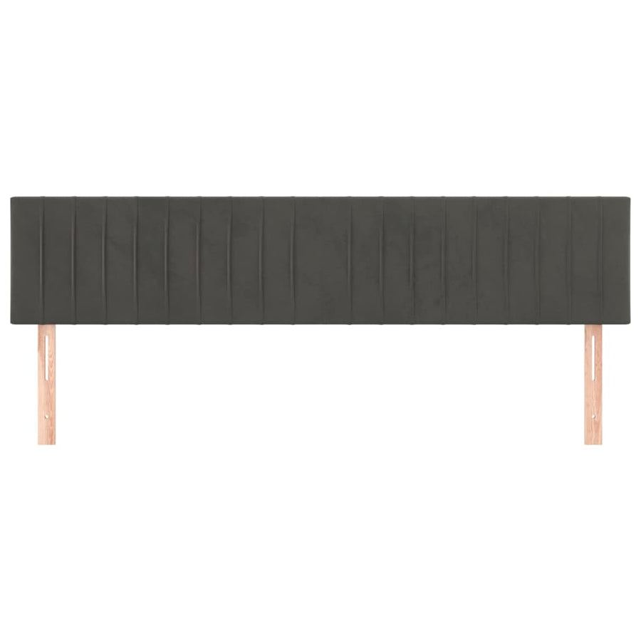 Hoofdborden 2 St 80X5X78/88 Cm Fluweel Donkergrijs 160 cm Laag
