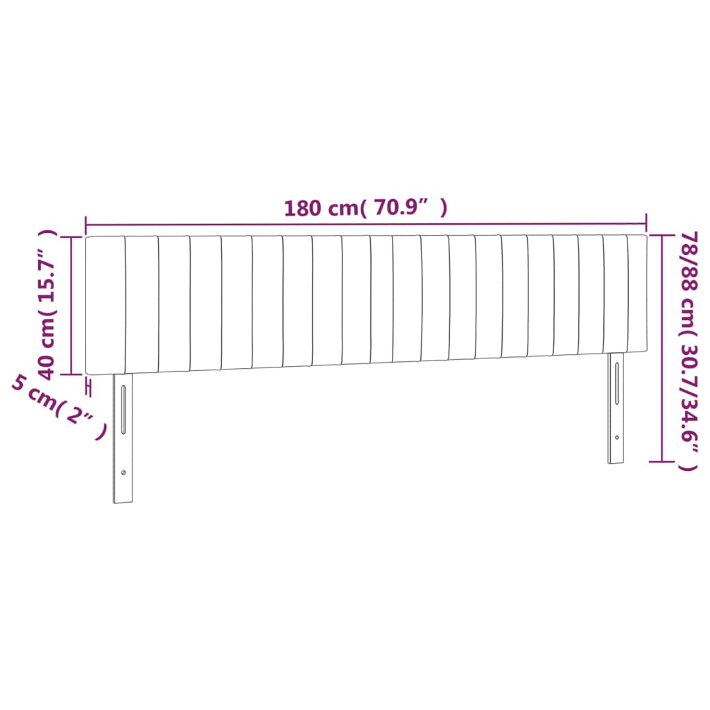 Hoofdborden 2 st 90x5x78/88 cm stof crèmekleurig 180 cm Laag
