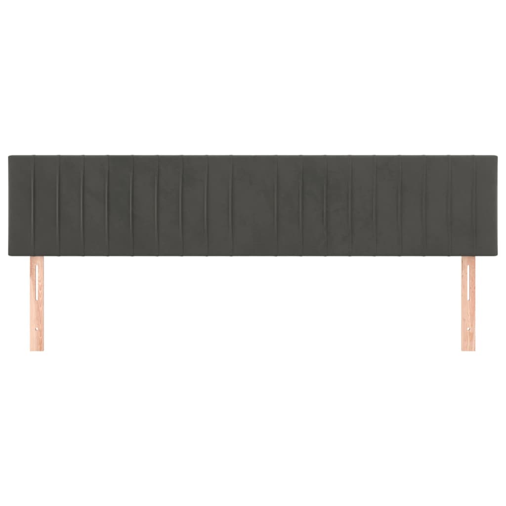 Hoofdborden 2 St 90X5X78/88 Cm Fluweel Donkergrijs 180 cm Laag