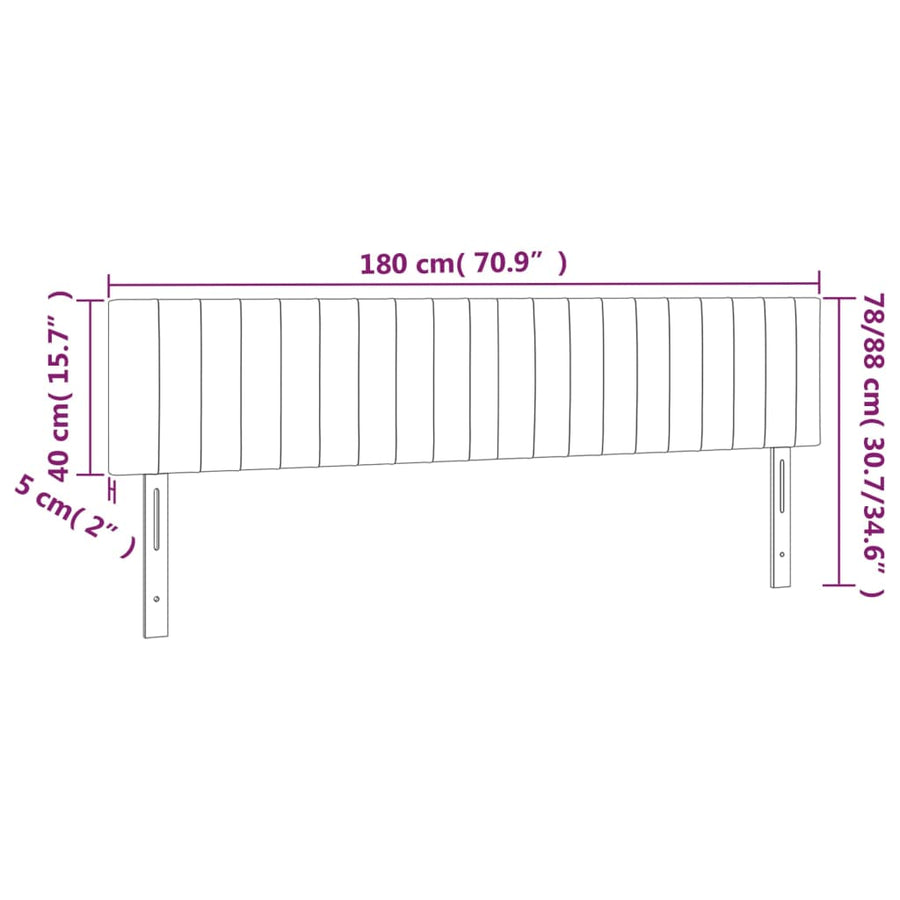 Hoofdborden 2 St 90X5X78/88 Cm Fluweel Donkergrijs 180 cm Laag