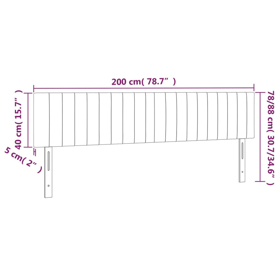 Hoofdborden 2 St 00 X 5 X 78/88 Cm Stof Lichtgrijs 200 cm Laag