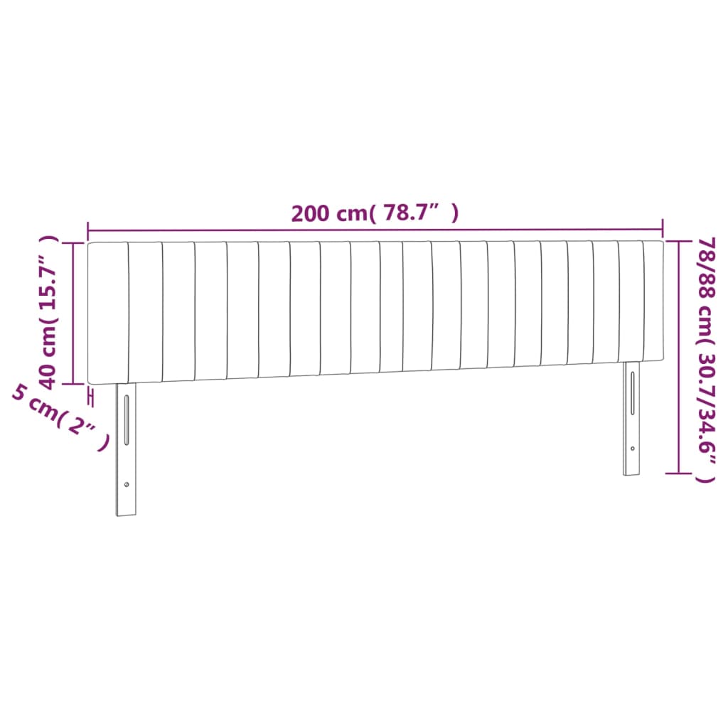 Hoofdborden 2 St 00 X 5 X 78/88 Cm Fluweel Lichtgrijs 200 cm Laag
