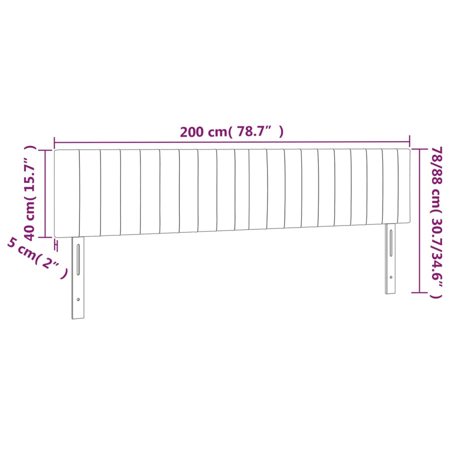 Hoofdborden 2 St 00X5X78/88 Cm Fluweel Roze 200 cm Laag
