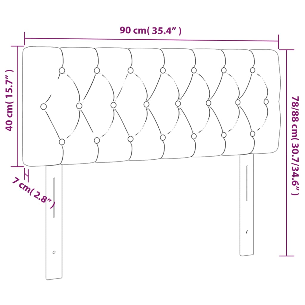 Hoofdbord 90x7x78/88 cm stof zwart 1 90 cm Zwart