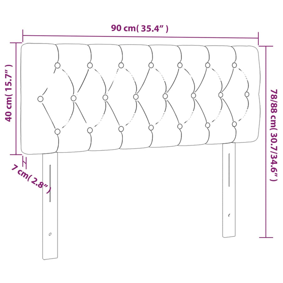 Hoofdbord 90x7x78/88 cm stof zwart 1 90 cm Zwart