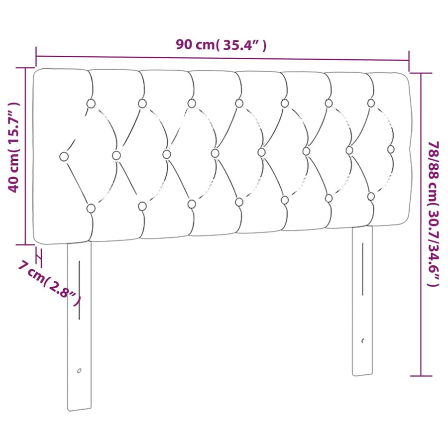 Hoofdbord 90x7x78/88 cm stof crèmekleurig 1 90 cm Crème