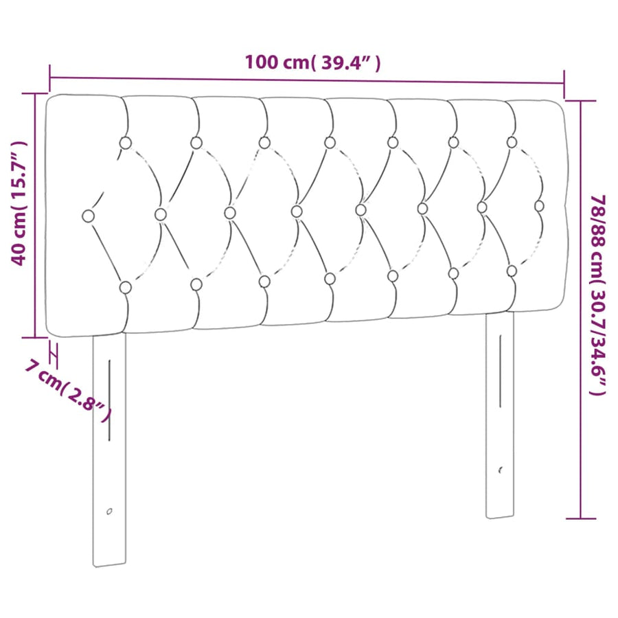 Hoofdbord 00X7X78/88 Cm Stof Donkergrijs 100 cm Laag