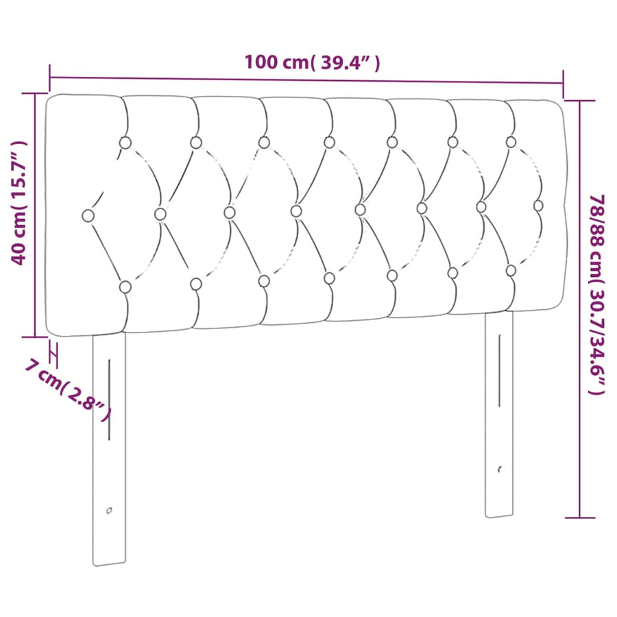 Hoofdbord 100x7x78/88 cm stof donkerbruin 100 cm Donkerbruin