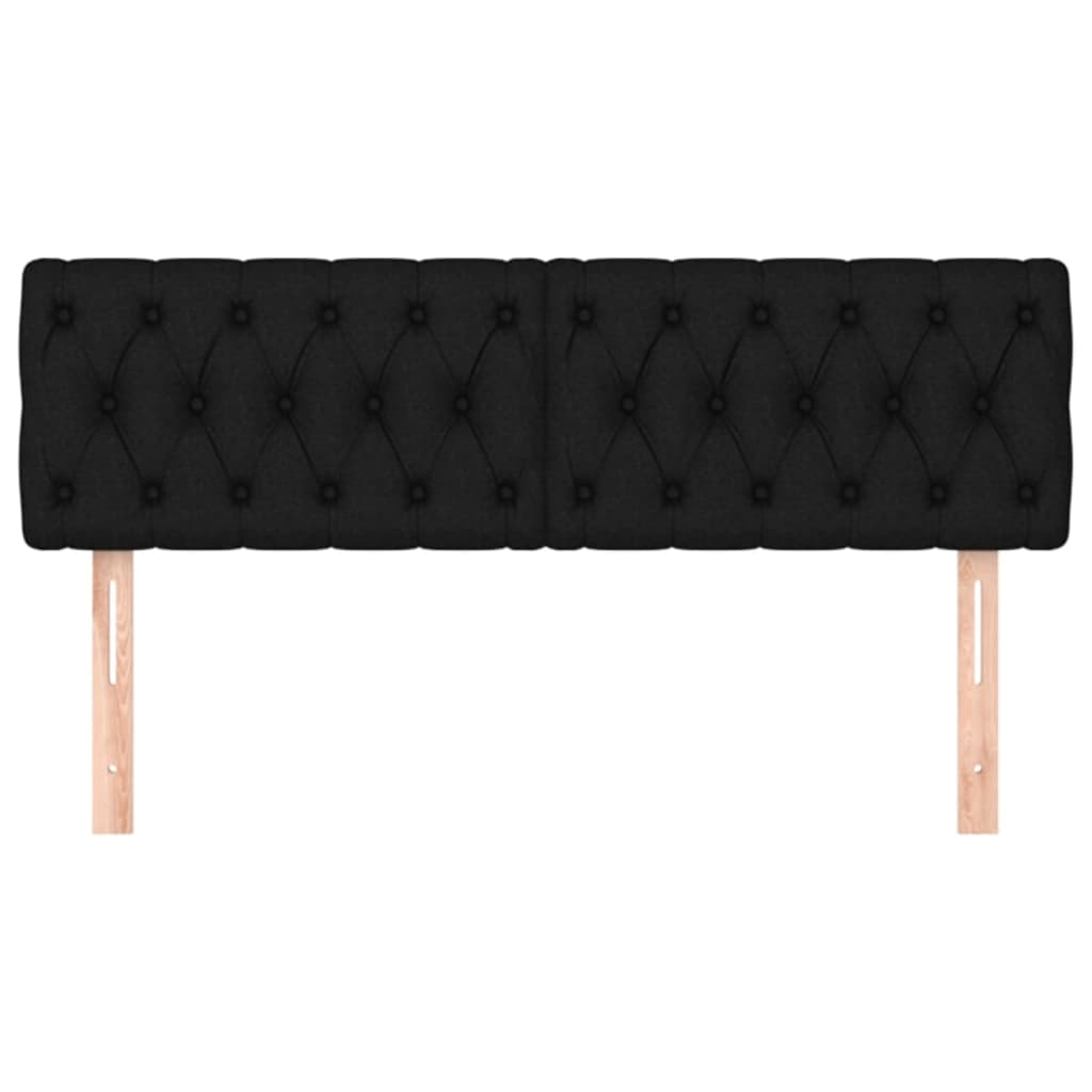 Hoofdborden 2 st 72x7x78/88 cm stof zwart 1 144 cm Zwart