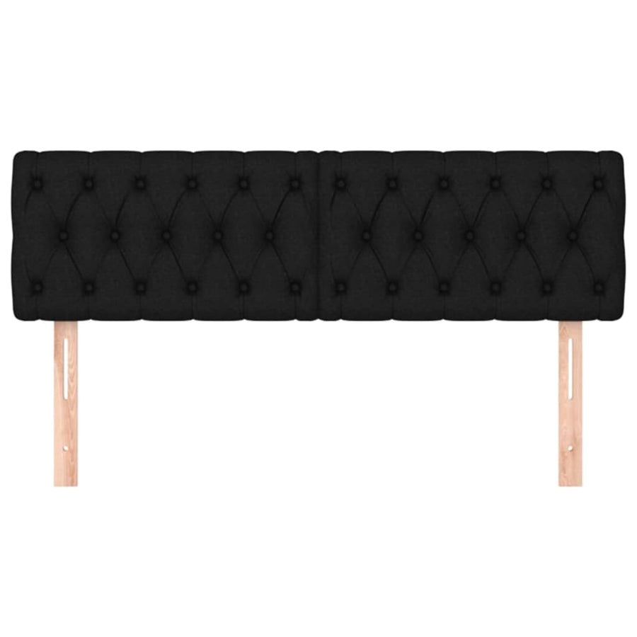 Hoofdborden 2 st 72x7x78/88 cm stof zwart 1 144 cm Zwart