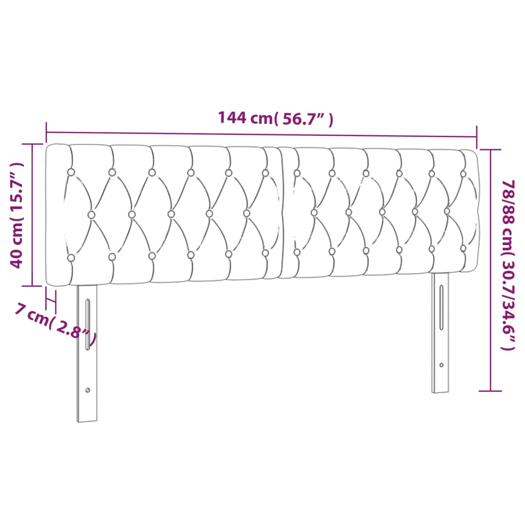 Hoofdborden 2 st 72x7x78/88 cm stof donkerbruin 1 144 cm Donkerbruin