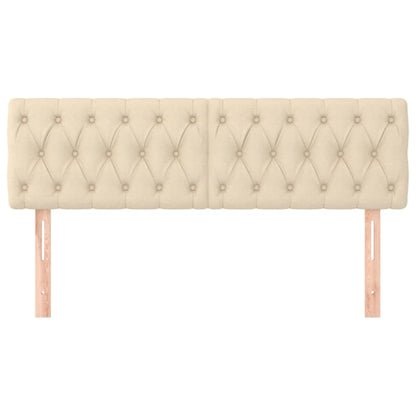 Hoofdborden 2 st 72x7x78/88 cm stof crèmekleurig 144 cm Laag