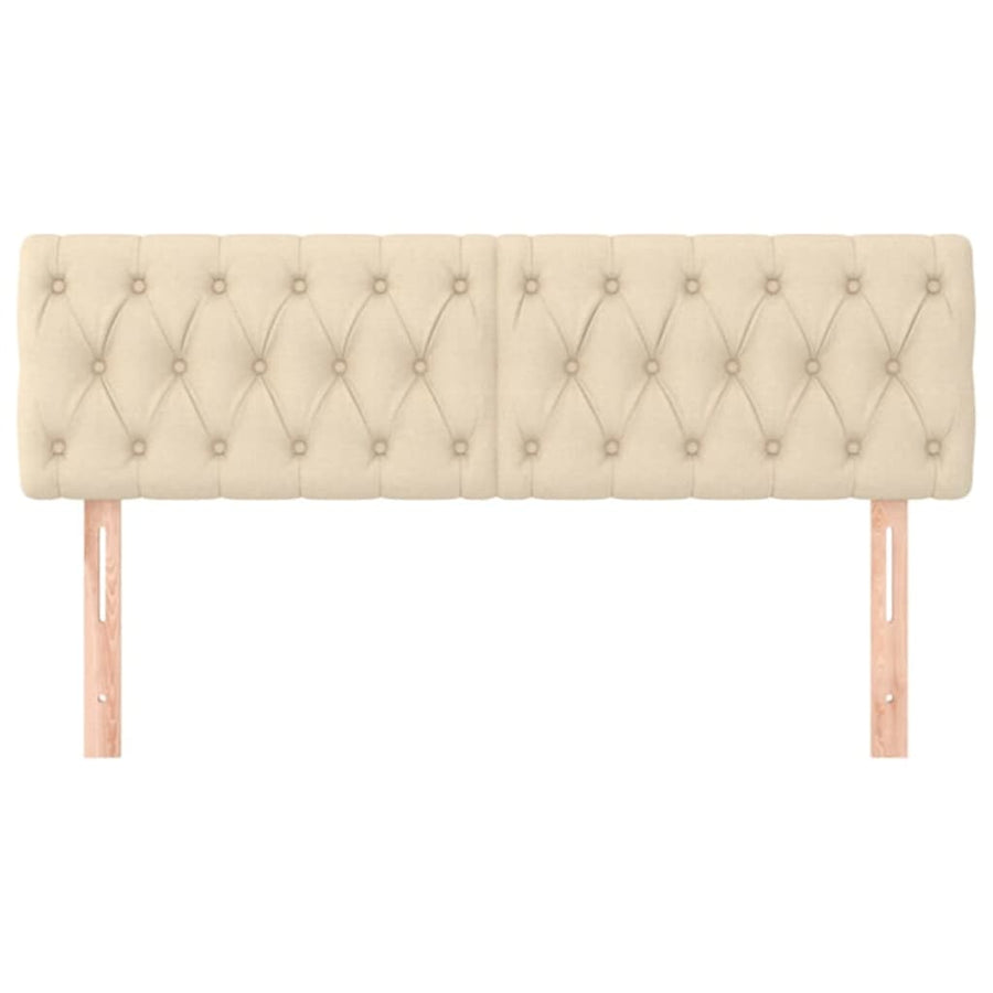 Hoofdborden 2 st 72x7x78/88 cm stof crèmekleurig 144 cm Laag