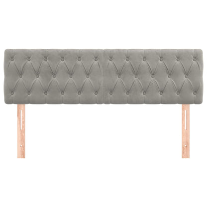 Hoofdborden 2 St 72X7X78/88 Cm Fluweel Lichtgrijs 144 cm Laag