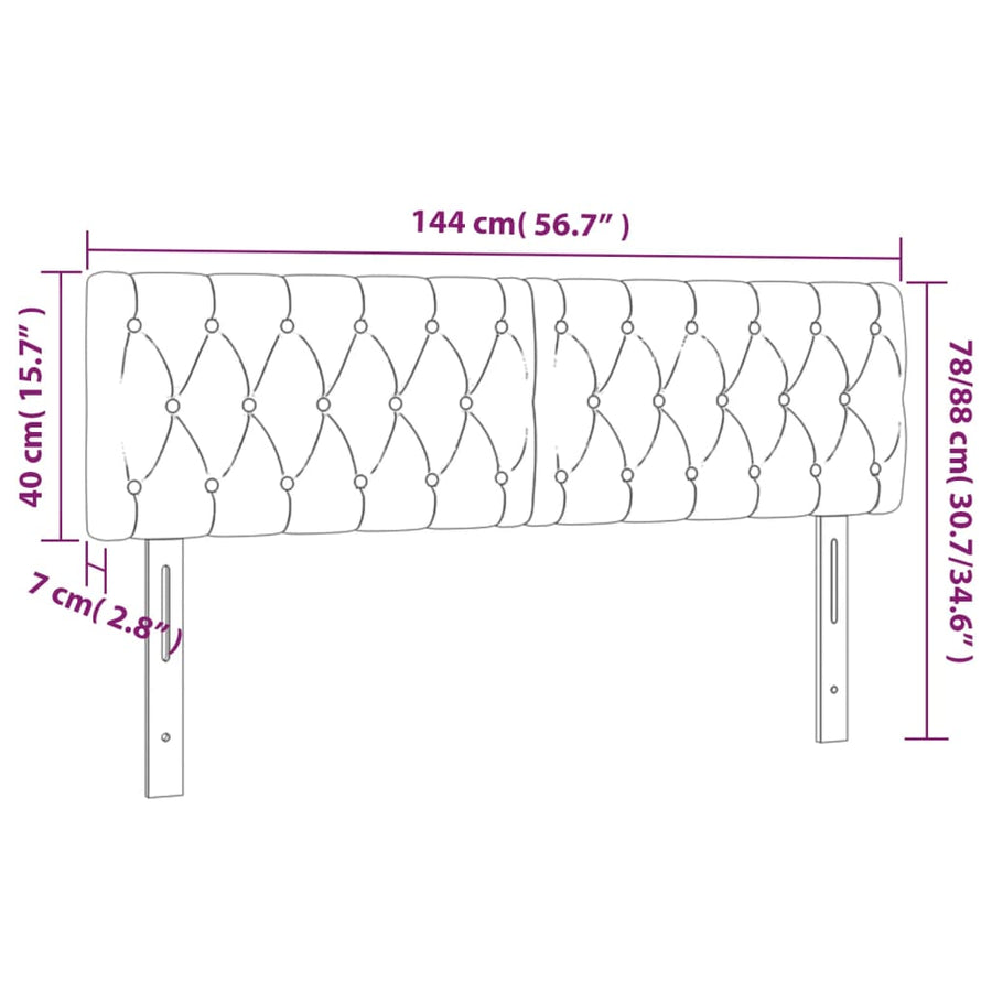 Hoofdborden 2 St 72X7X78/88 Cm Fluweel Lichtgrijs 144 cm Laag